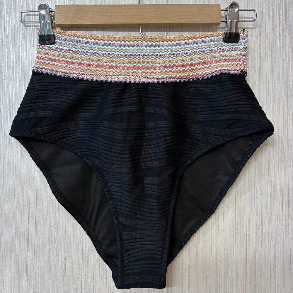 NWT Blooming Jelly Black High Waist Bikini Set Ribbed Crop Top Swimsuit M - Picture 6 of 9